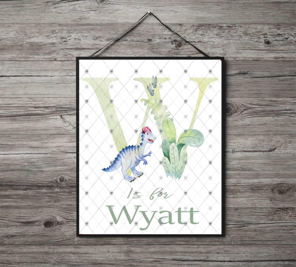 Dinosaur Initial Name Print, Letter W Custom Print, Letter W - Click Image to Close